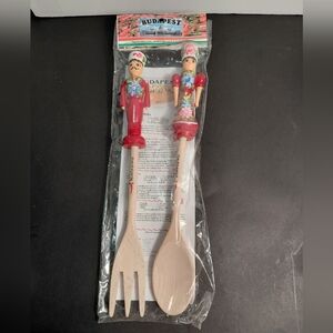Budapest Souvenir Wooden Spoon and Fork Set